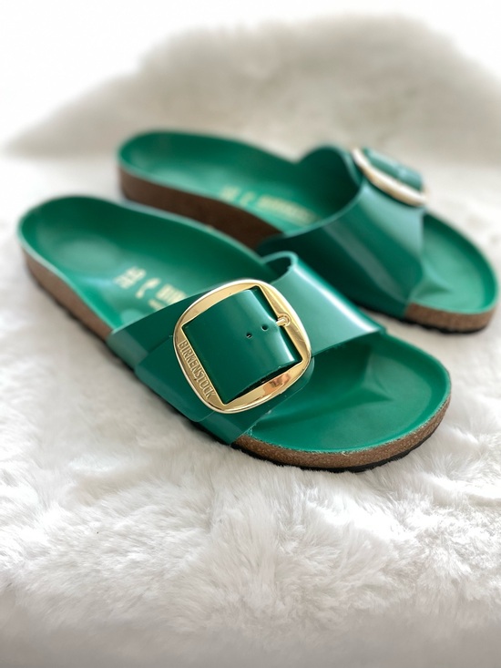 Birkenstock Shoes - Birkenstock MADRID Big Buckle Digital Green Sandals High Shine Gold size 40